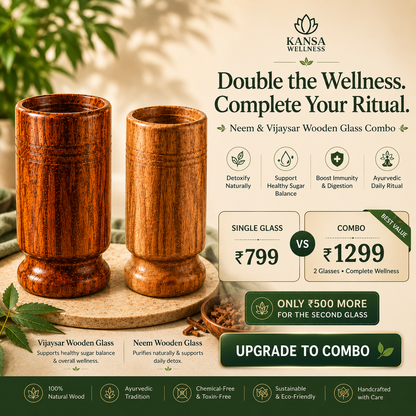 Ayurvedic Vijaysar and Neem Wood Combo | Sugar Balance and Detox Glass