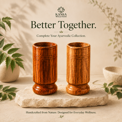 Ayurvedic Vijaysar and Neem Wood Combo | Sugar Balance and Detox Glass